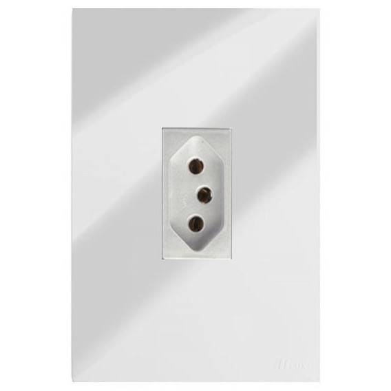 Conjunto Tomada 20a Vertical 4x2 - RECTA Espelhada Gloss (Módulo Prata) Conjunto Tomada 20a Vertical 4x2 - RECTA Espelhada Gloss (Módulo Prata)